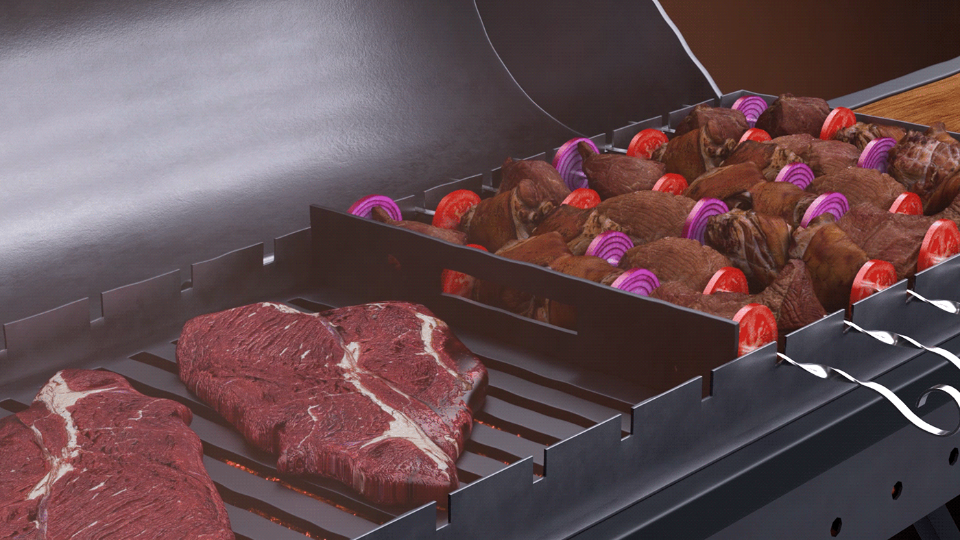 BBQ 3D steak meat fire barbecue presentation company product