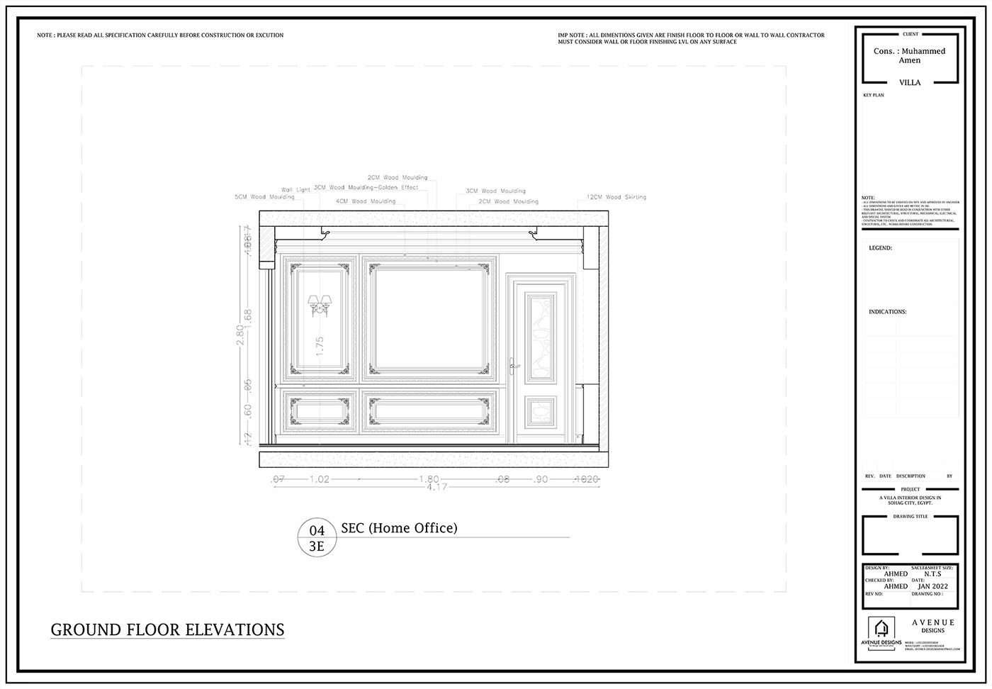 Classic home office Interior luxury neoclassic Office Office Design Villa visualization wood