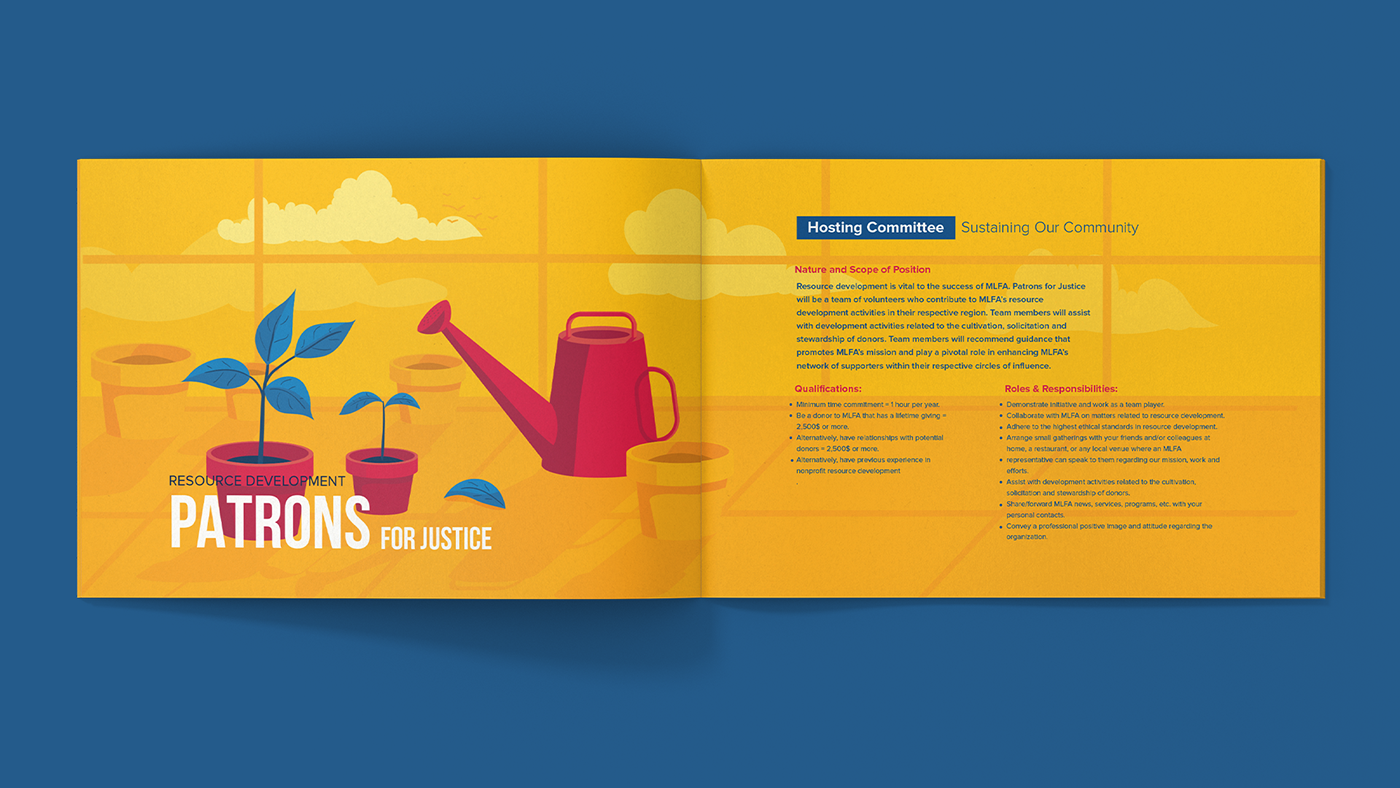 illustrations Booklet colorful MLFA Justice editorial