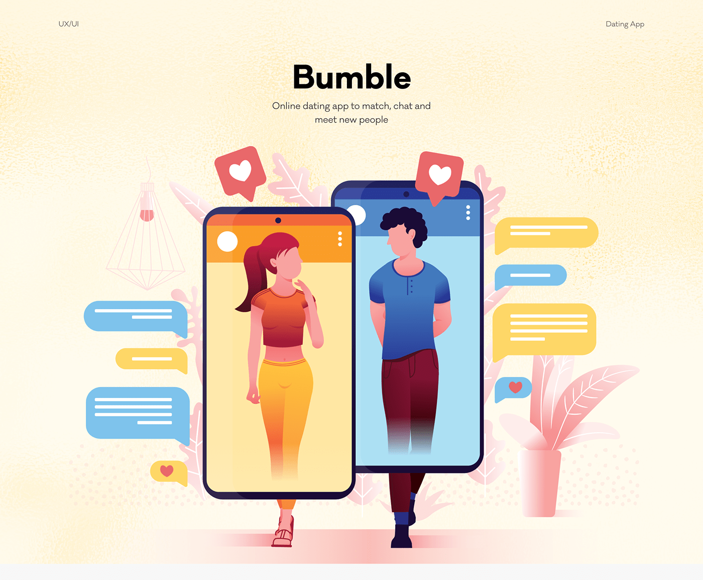 app design bumble concept project Dating dating app product design  ux redesign UX Research ux/ui design Design thikning