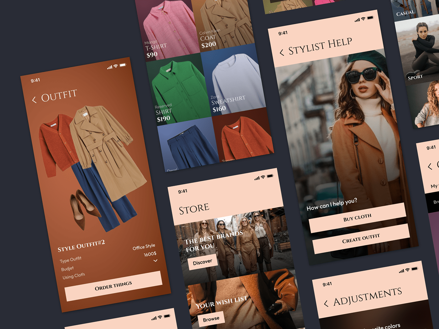 app design application Clothing Fashion  Mobile app moda outfit Style UI/UX user interface