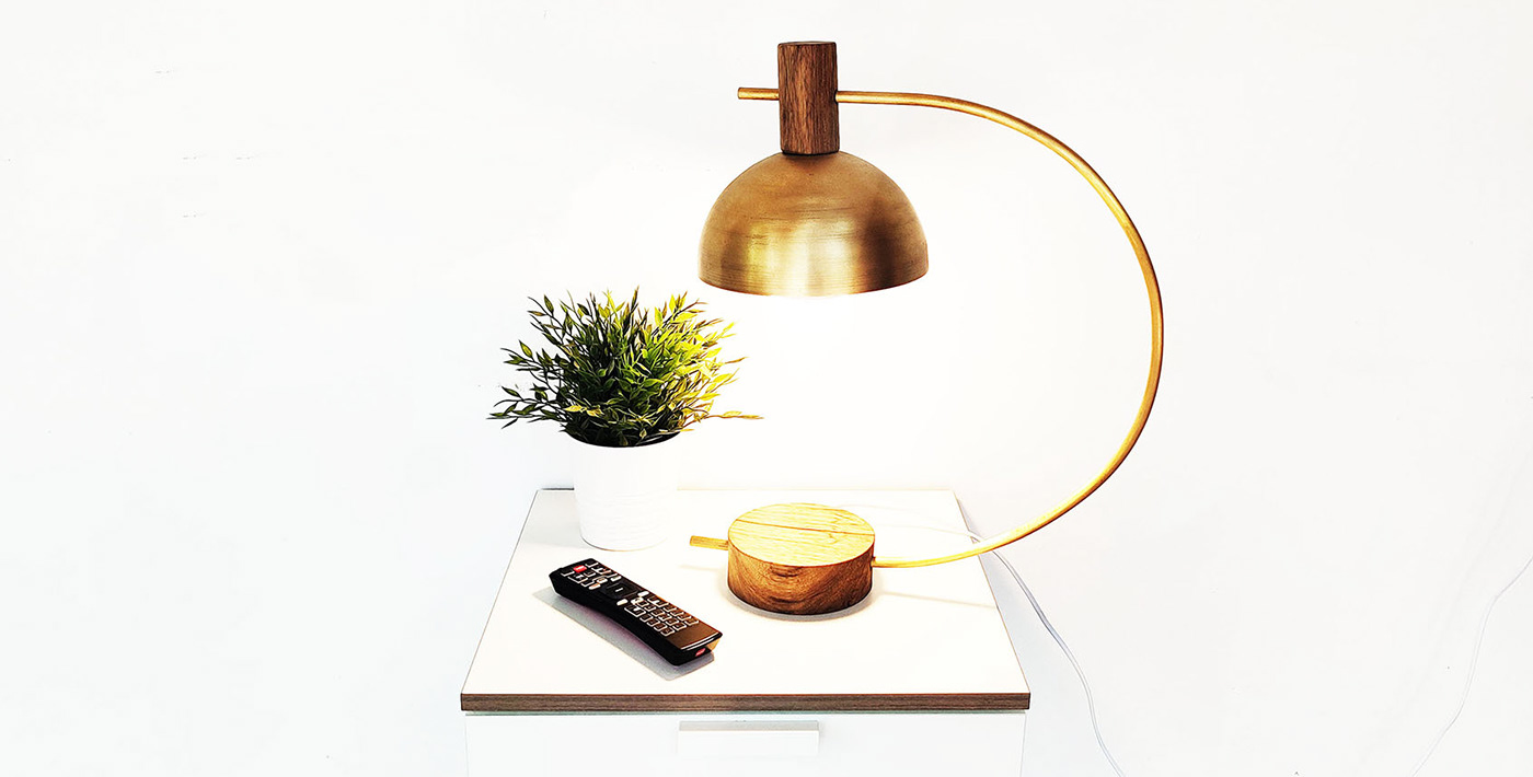 brass industrial design  Lamp wood