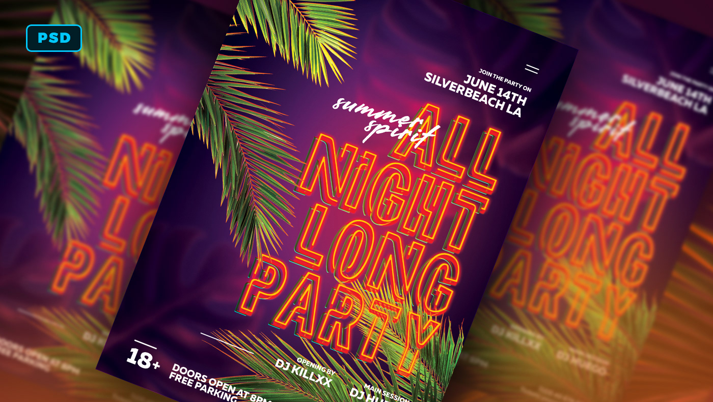 graphicriver flyet template poster template neon nightclub flyer template dj flyer template DJ party Summer party party flyer 3d neon text