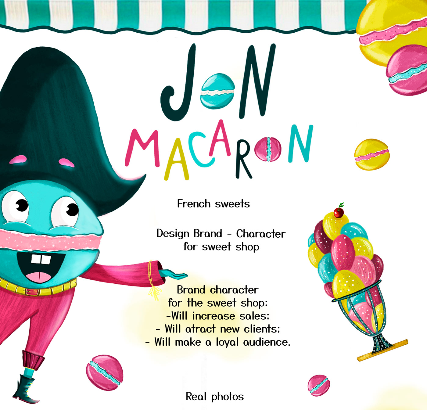 Brand Design branding  Character Character design  cafe coffee shop Food  ise cream macaron sweet