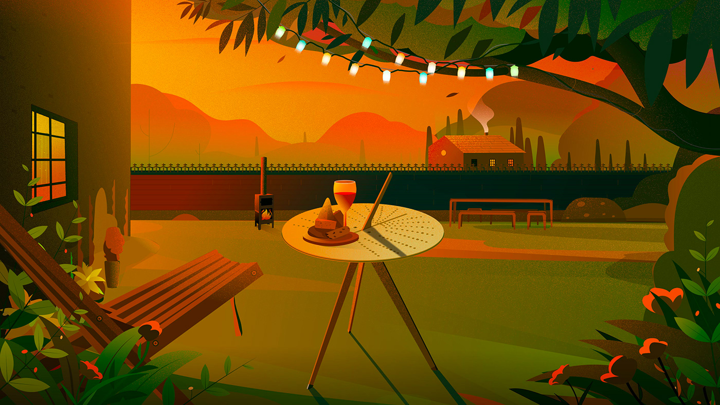 animation  ILLUSTRATION  Landscape motion graphics  Nature styleframes sunset table dutch Netherlands