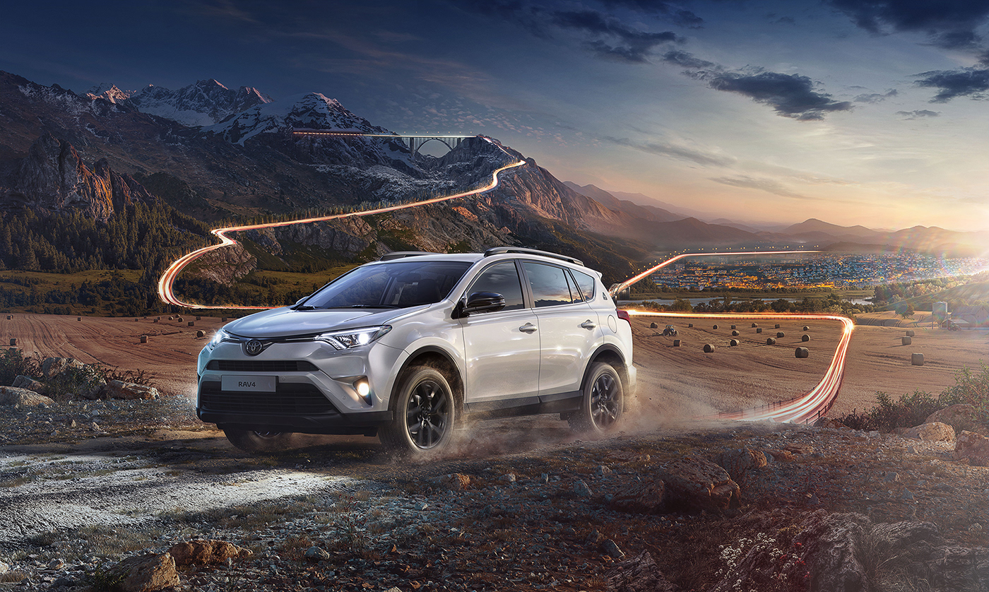 toyota rav4 car 3D CGI CG Render Mattepainting retouching  postproduction