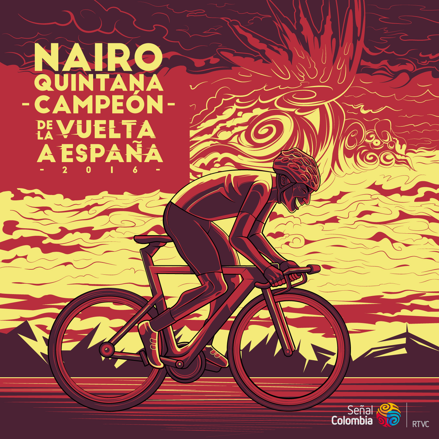 Cycling ciclismo La vuelta España Nairo Quintana Esteban Chavez Darwin Atapuma señal colombia motion 2D vector