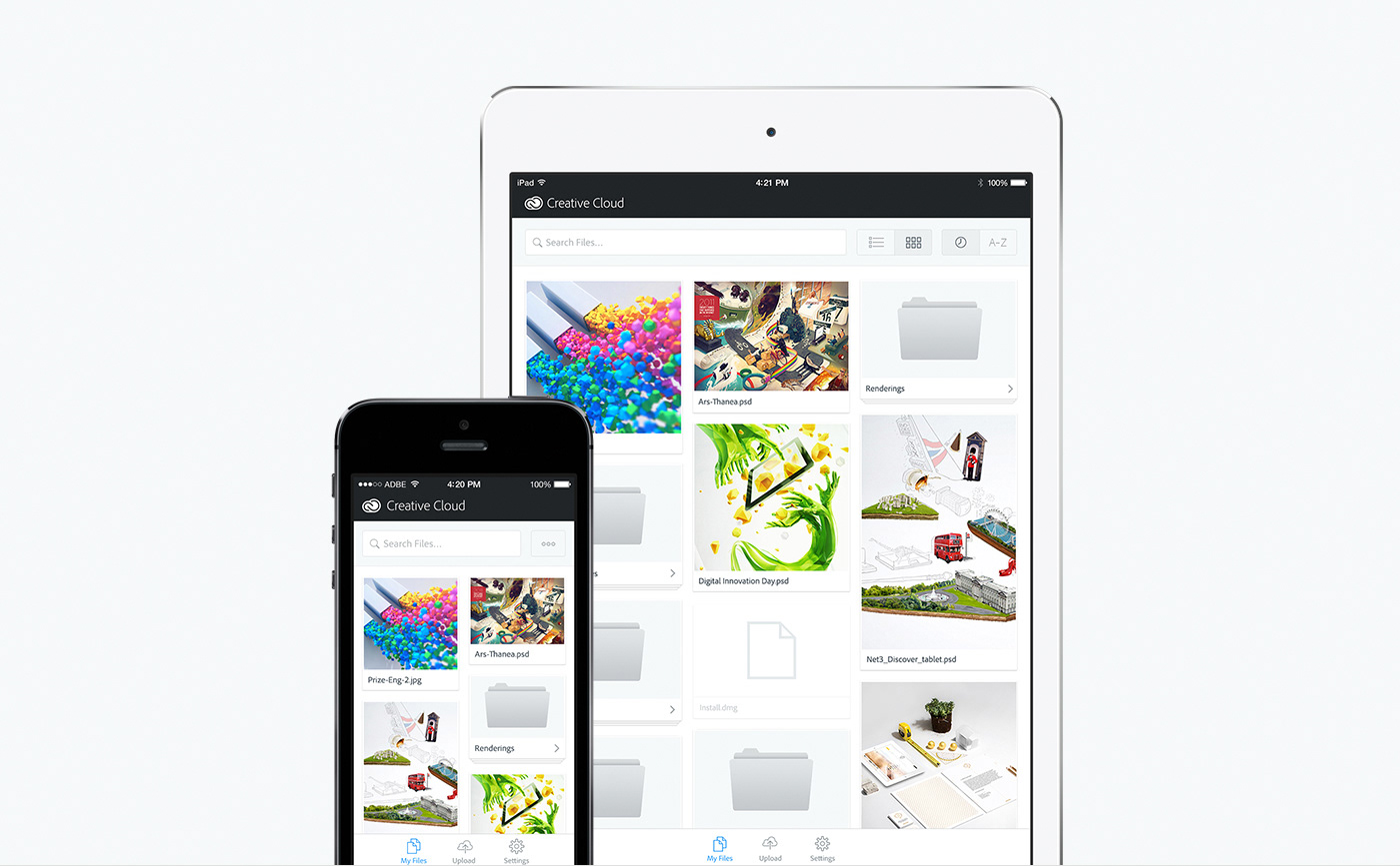 app ios UI ux mobile iphone iPad adobe creative cloud creativecloud Files syncing
