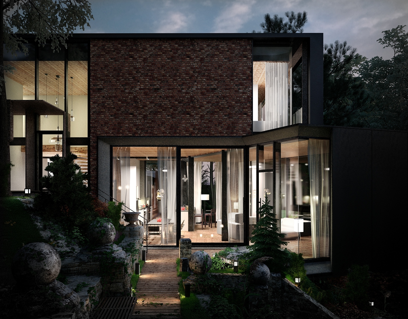 dwelling architecture Project house contemporary brick modern appartment SAOTA visualization