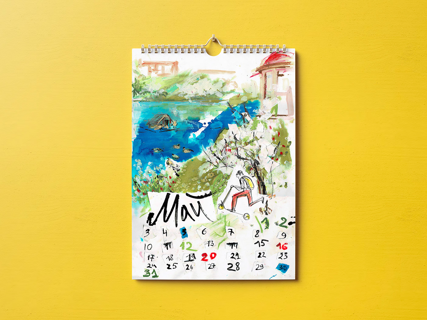 calendar calendar design collage colorful Drawing  handcrafting ILLUSTRATION  mixed media иллюстрация календарь