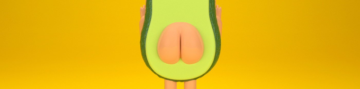 model 3D design toy avocado ass sexy Fruit Character funny