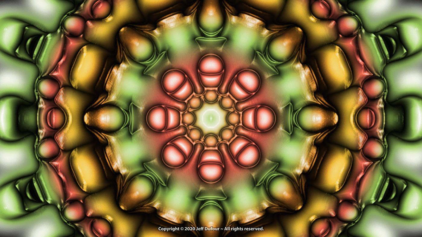 abstract Eight green Mandala psychedelic red symmetrical symmetry yellow