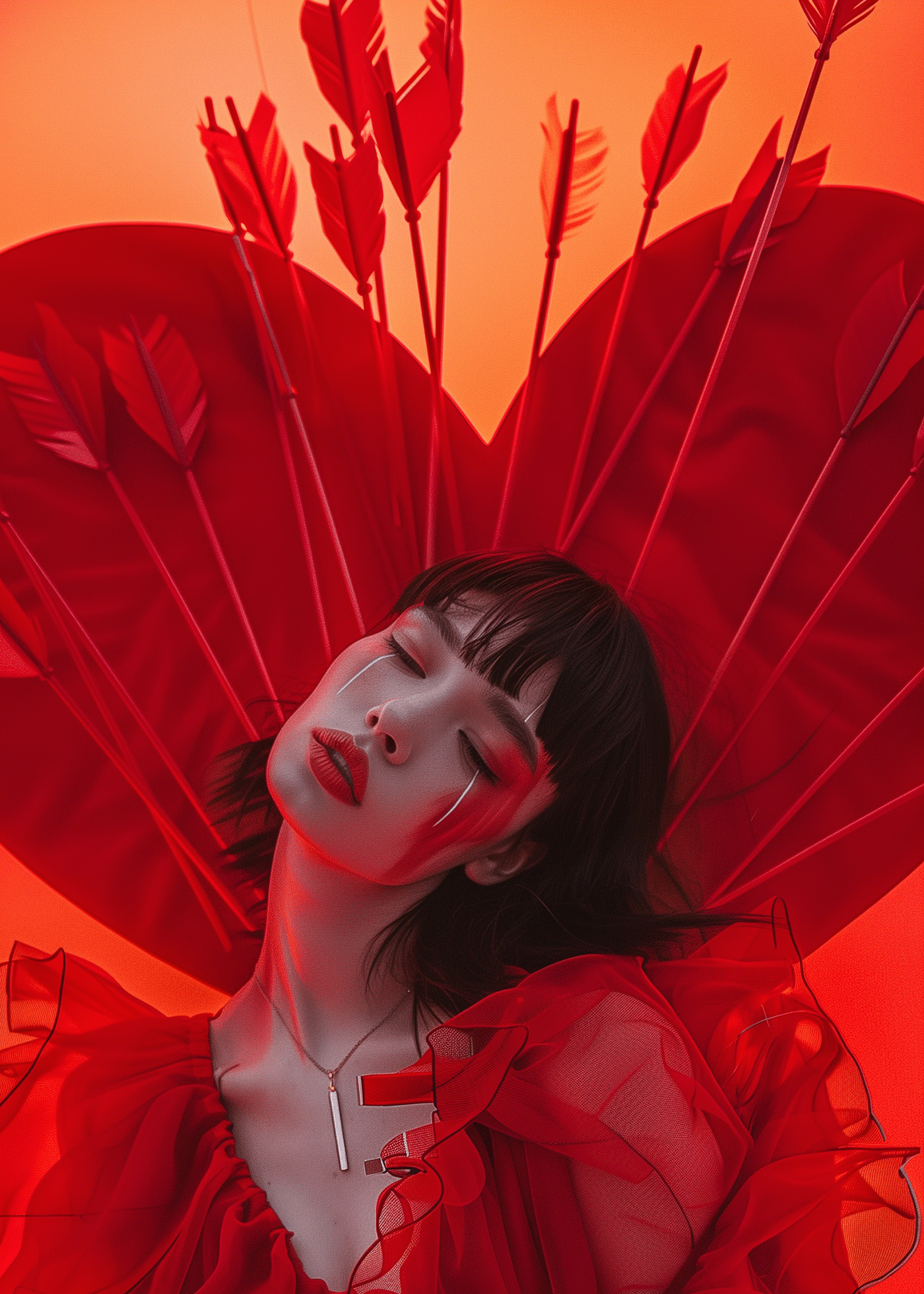 midjourney generative Photography  Fashion  magazine heart cupid valentine artist red