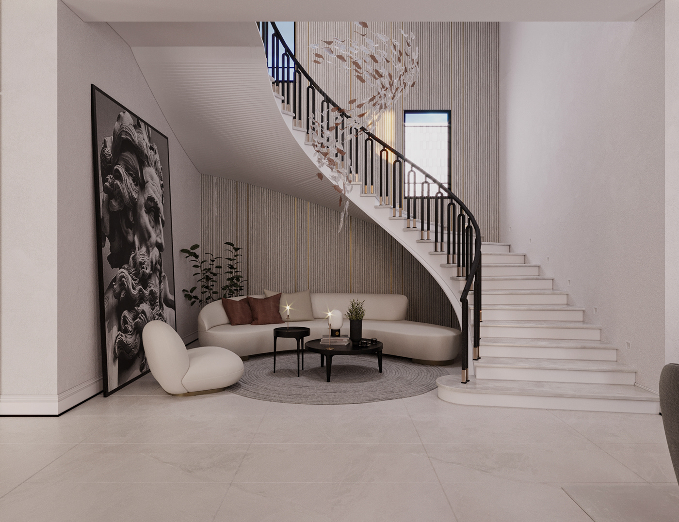 corona render  3ds max architecture Render archviz corona interior design  Staircase modern furniture