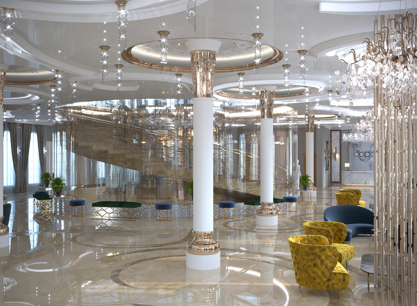 decor design hotel Interior interior design  Lux luxury Render