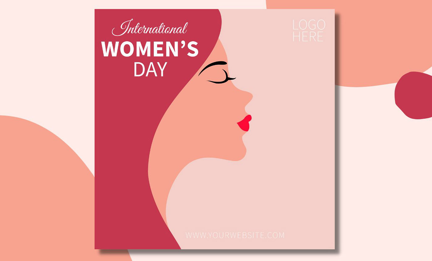 Happy Women's Day social media post with simple girl vector art