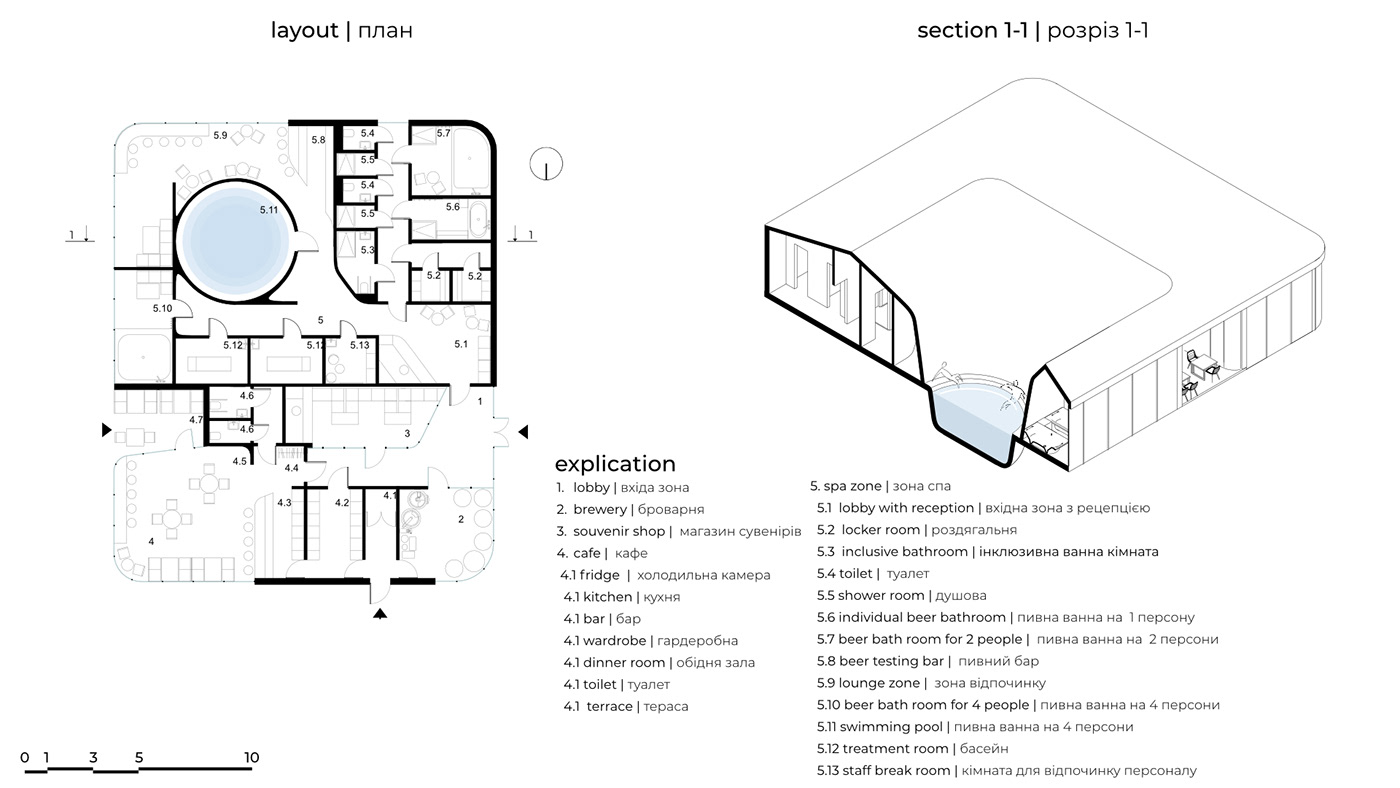 Spa architecture vector graphics visualization stable diffusion Masterplan resort restaurant axonometric Render