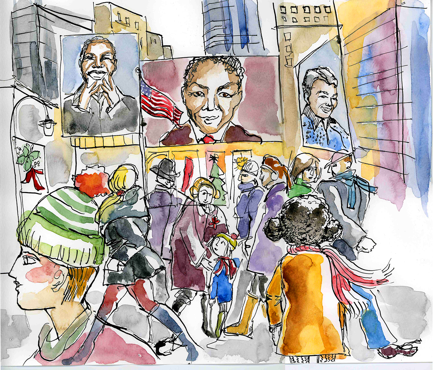 ILLUSTRATION  nyc ink watercolor onlocation Documentary  Street