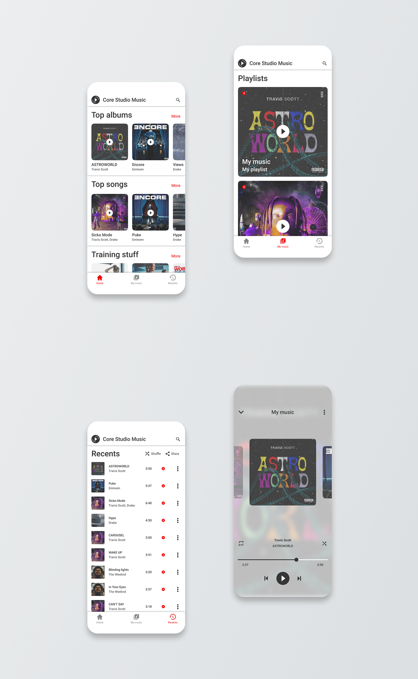 design mobile music studio UI/UX