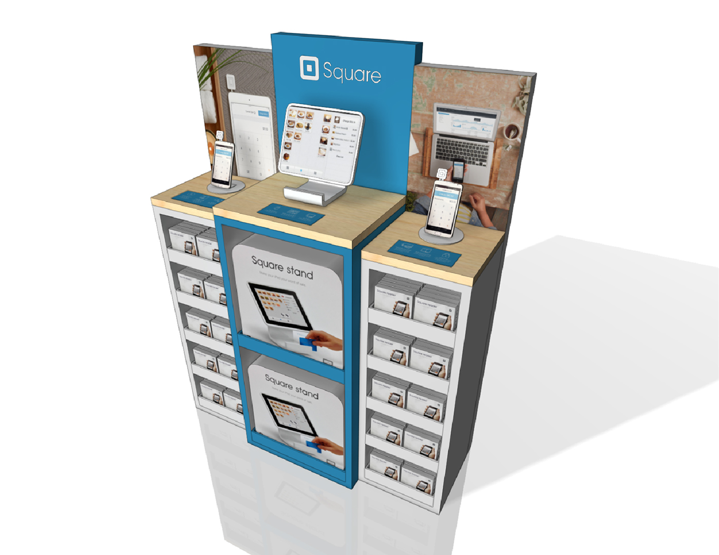 Display Retail merchandising pos free standing counter credit card payment design