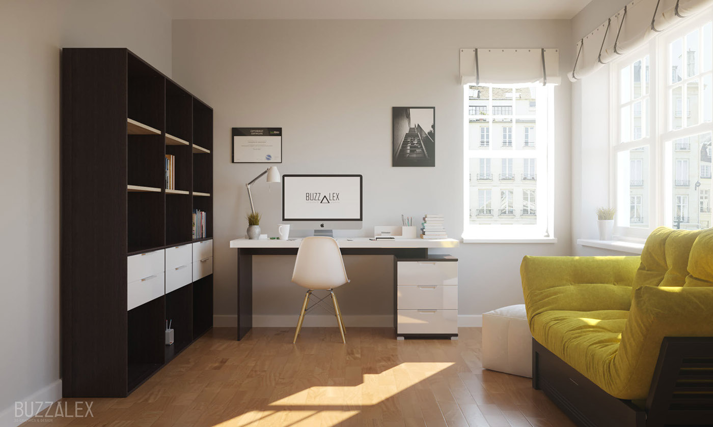 3D visualization minimalist room apartment CG 3ds max Interior design