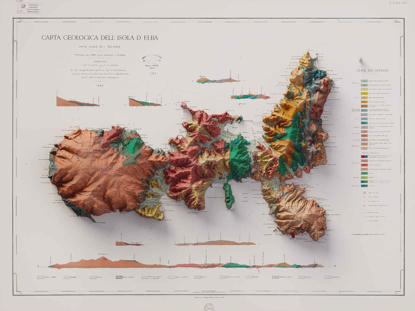 3D Relief ArtData cartography dataviz elevation data Italy maps vintage maps