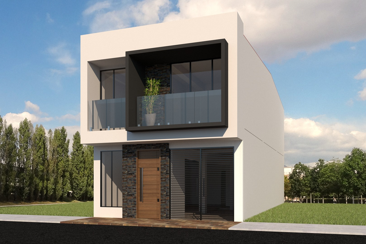 3d modeling architecture fachadas SketchUP Vivienda Unifamiliar vray