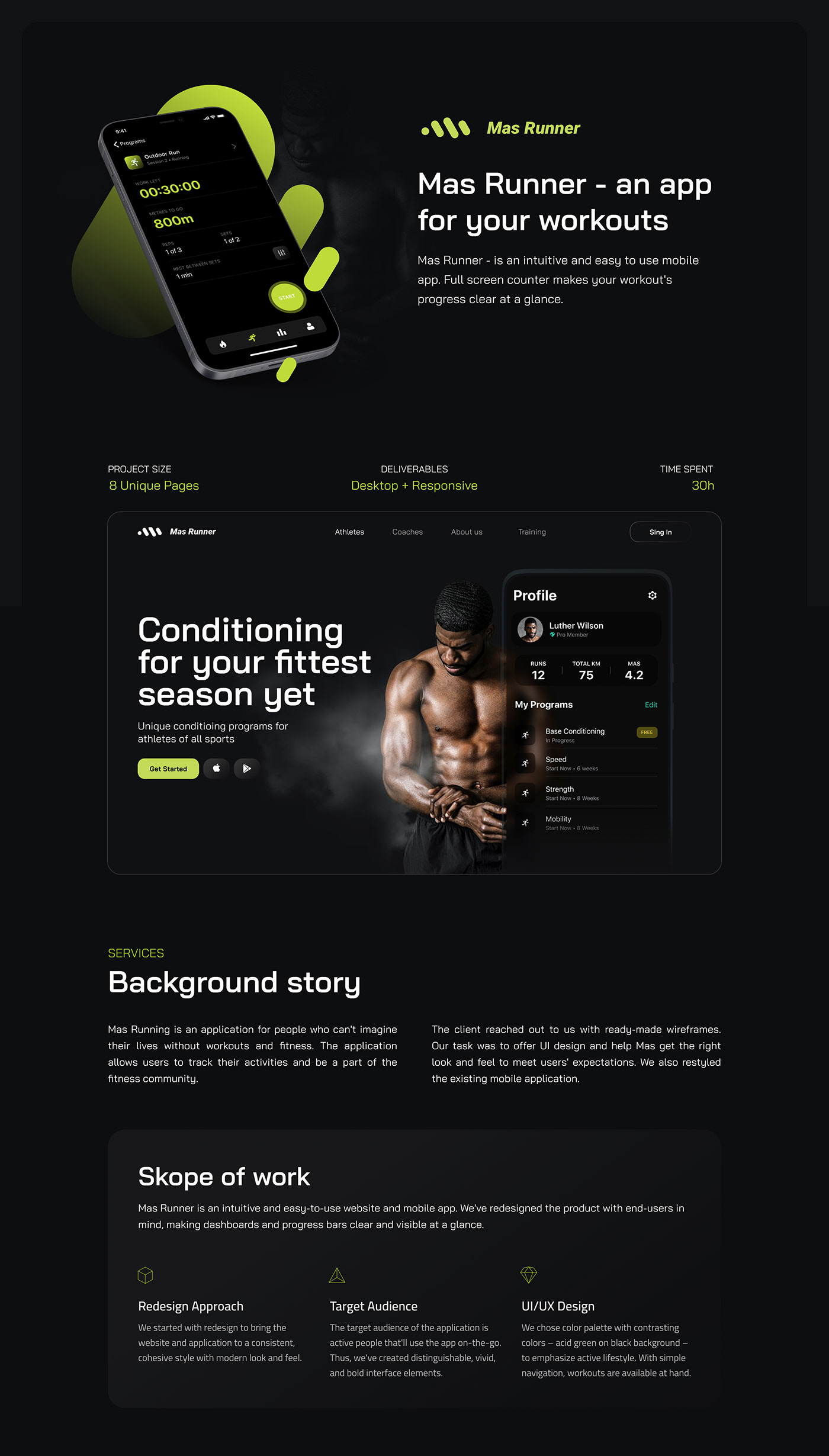 landing page Mobile app run sports Sports Design UI/UX user interface Web Design  workout fitness