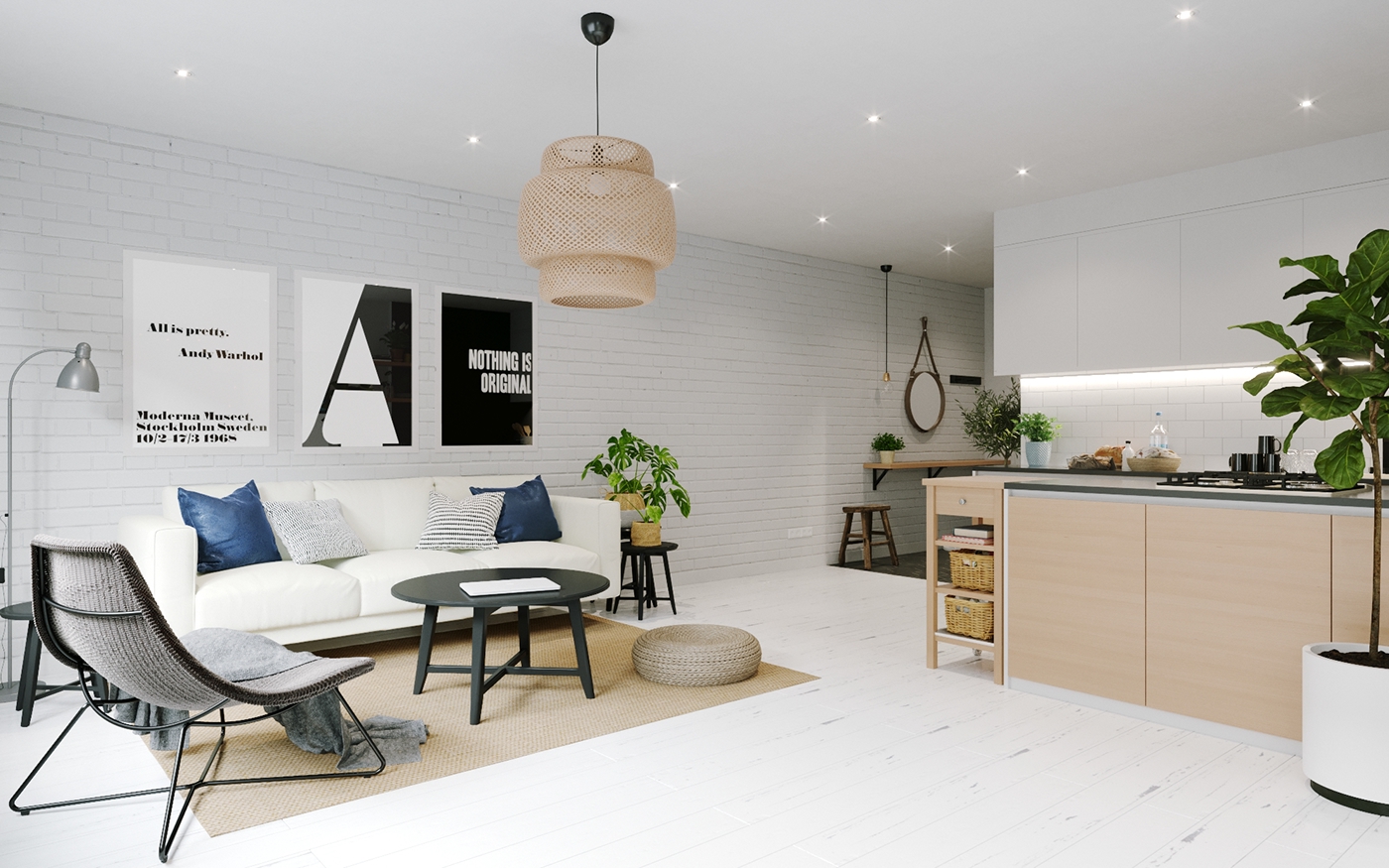 Interior apartment Scandinavian ikea Render visualization warsaw poland ukraine