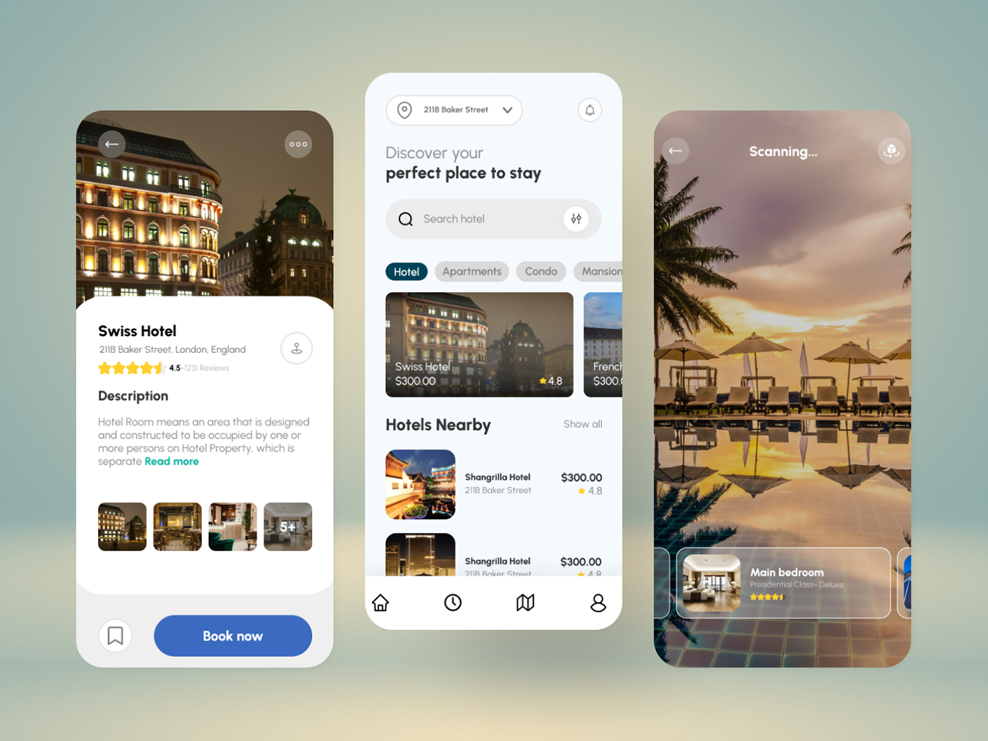 app design Booking creative Figma filter hotel hotel booking Hotel Booking App resort