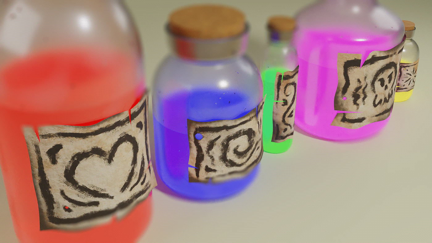 3d modeling blender blender3d bottle cycles Digital Art  fantasy Magic   potion rpg