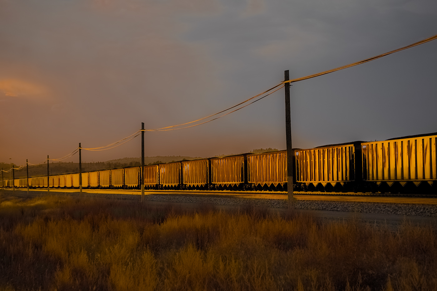 train coal train sunset