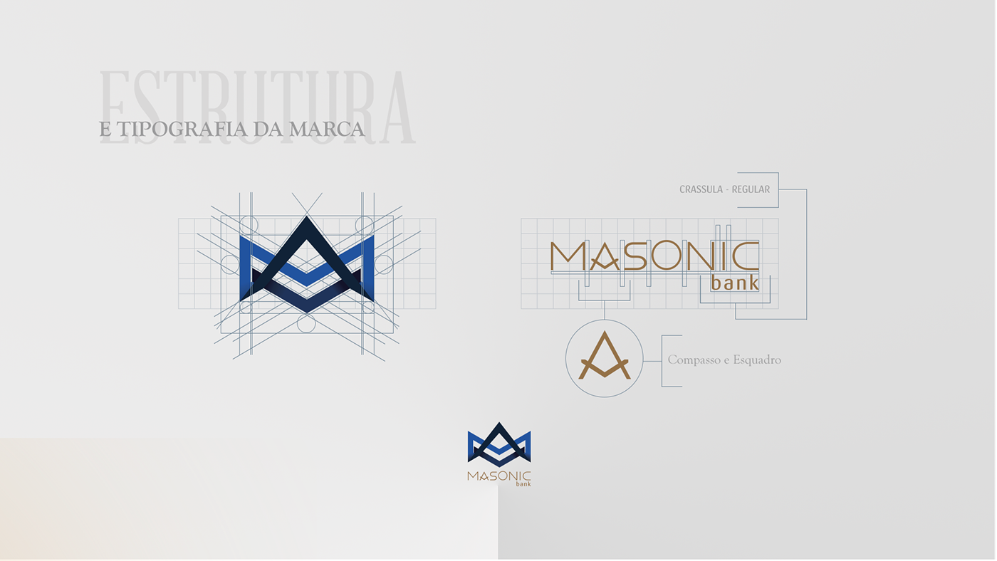 Bank blue identidade visual logo marca Mason Masonary