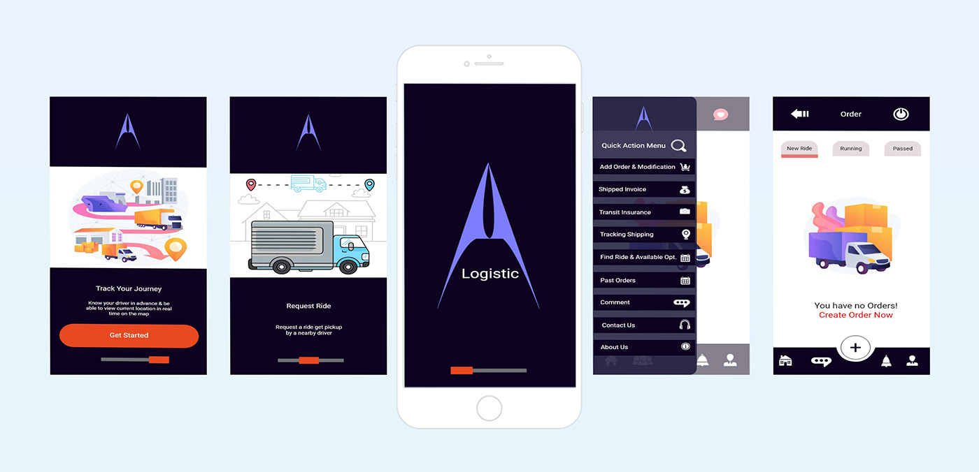 design Logistics Mobile app trasportation UI/UX