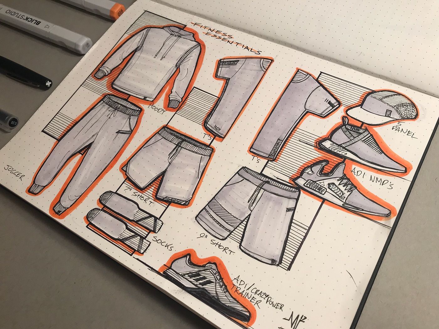footwear design Apparel Design adidas Nike Training apparel Menswear sketchbook NMD training shoes Fashion 
