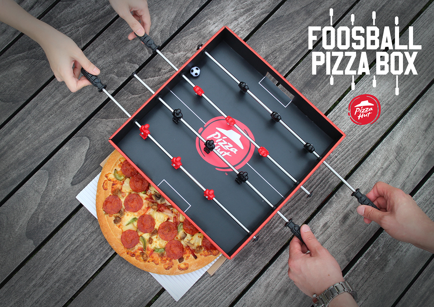 Behance design Foosball football game ogilvy Packaging Pizza Hut be