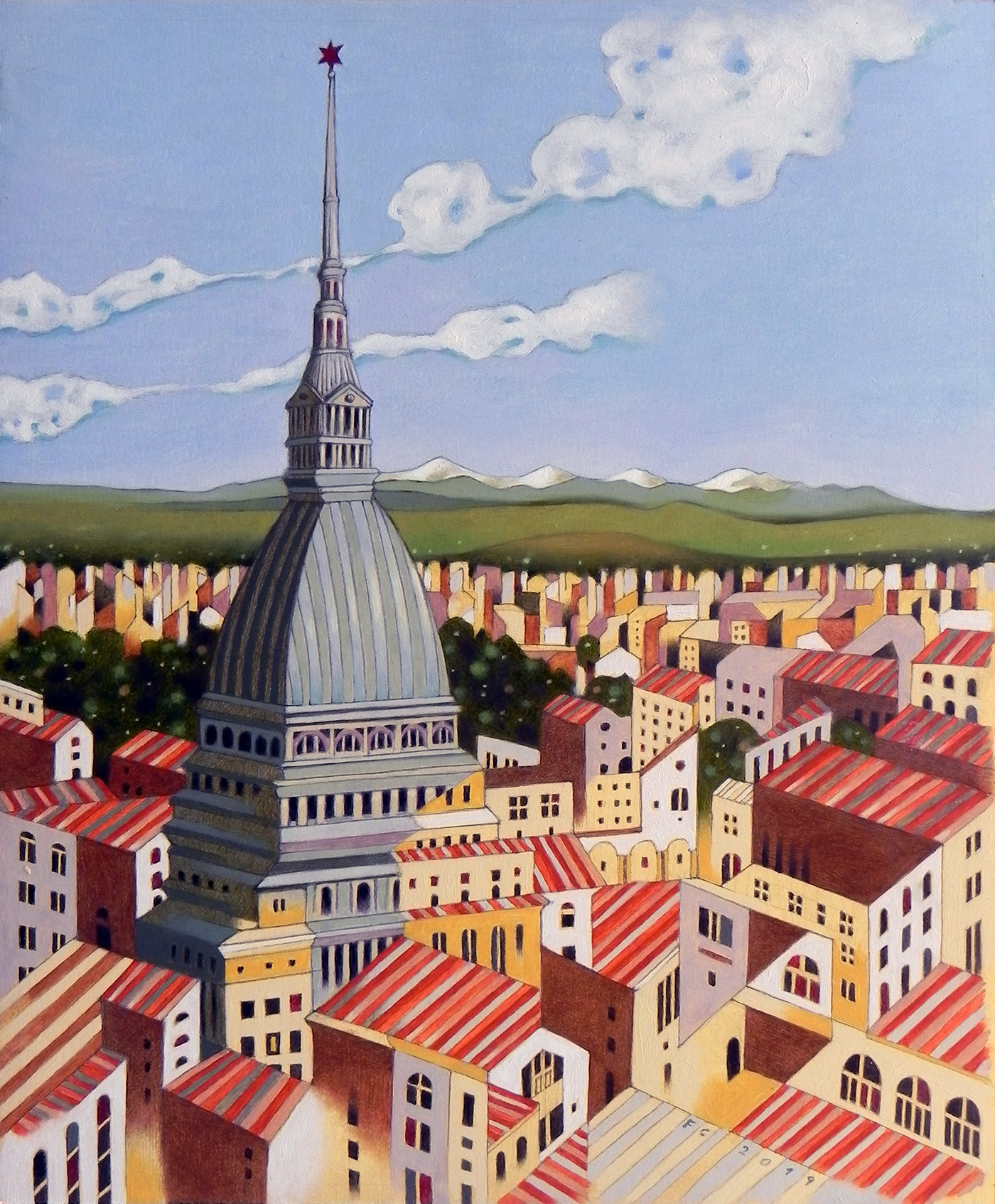artworks city cityview Landscape Oil Painting painting   Turin Urban view