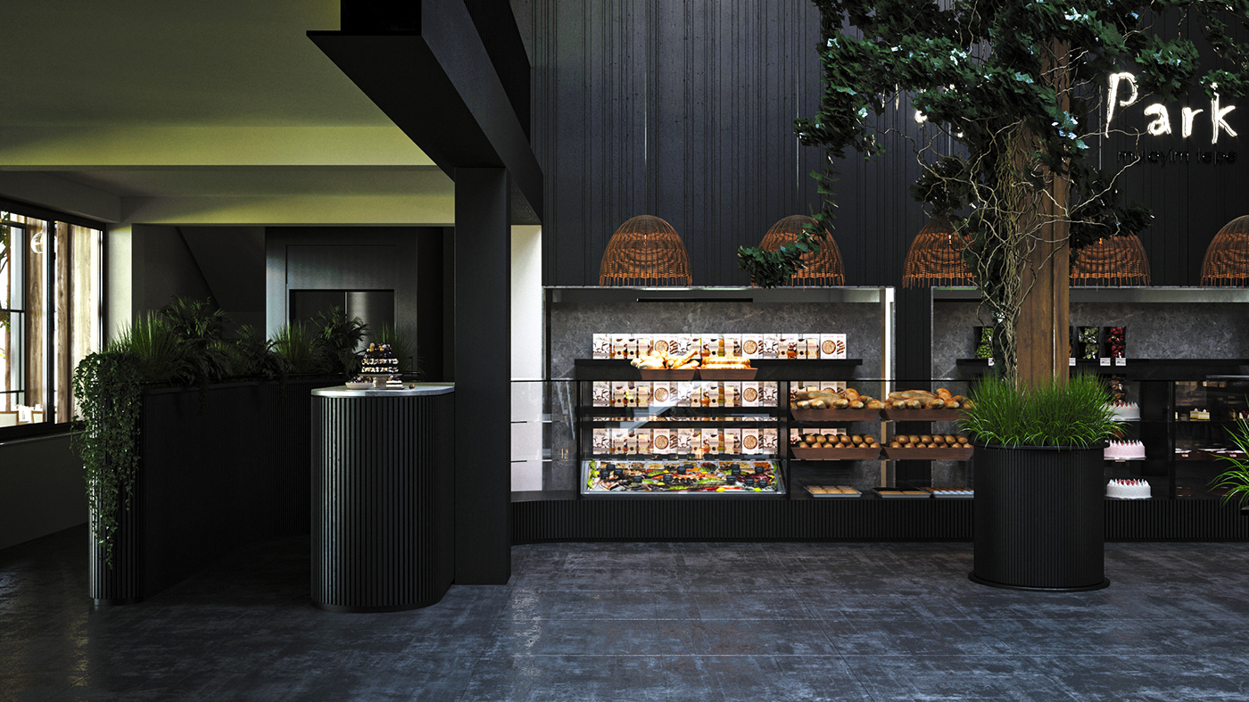 3D 3ds max cafe corona render  exterior interior design  Render restaurant visualization wood