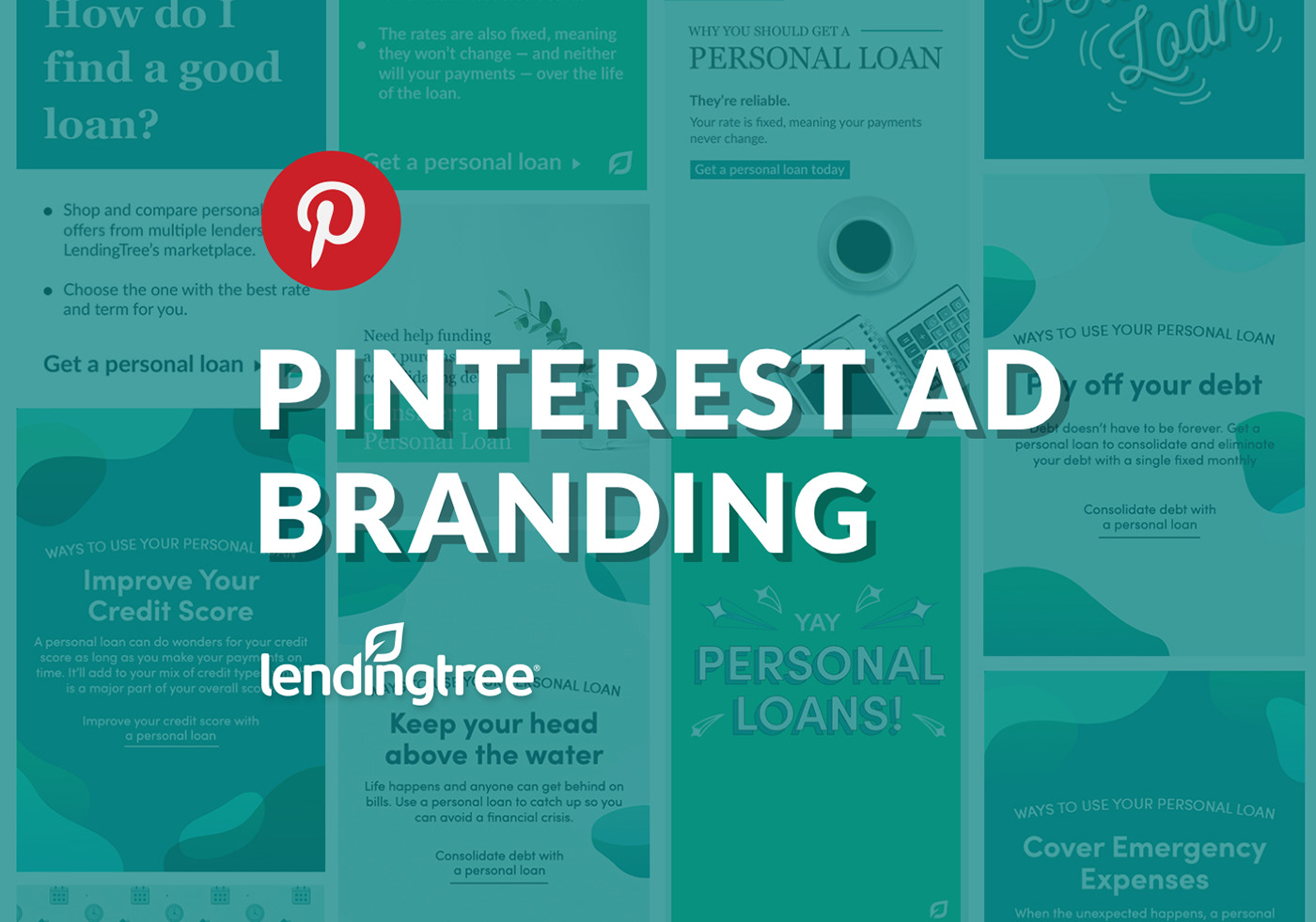 Advertising  campaign design financial Fintech green lendingtree Paid Social Media Pinterest typography  