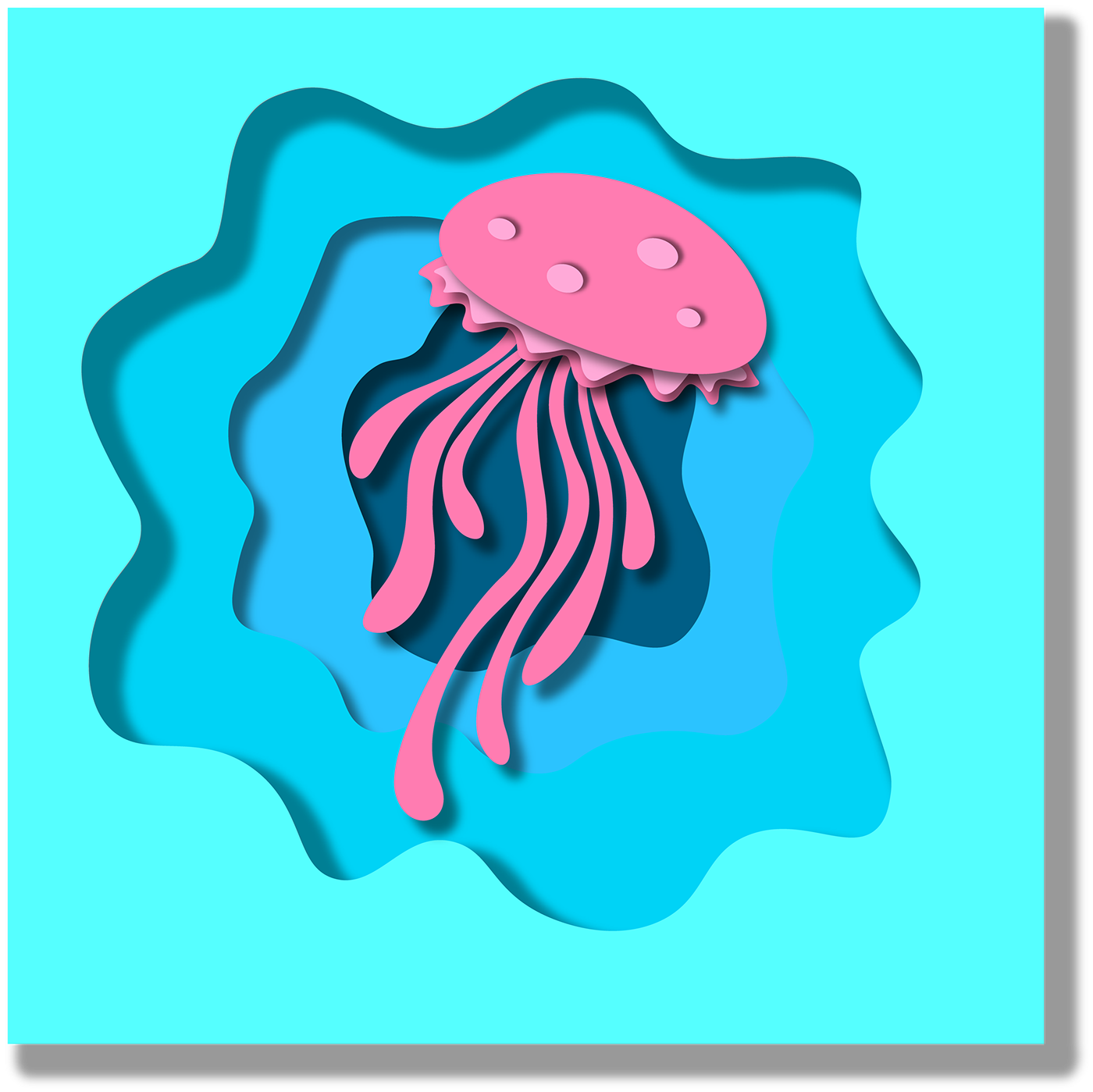 adobe aquatic art work illustratoion Illustrator life octopus paper cut sea animal