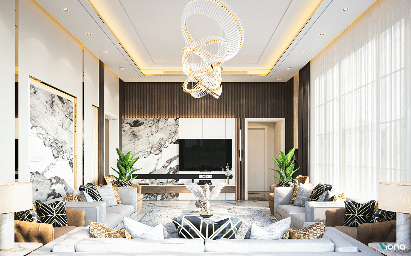 daylight design interior design  luxury Men Majlis modern new classic Render Villa visualization
