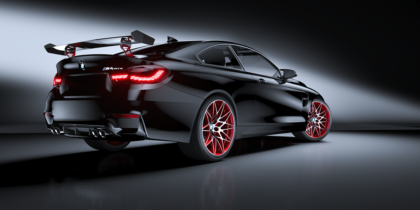 car automotive   BMW m4 studio light black CGI red