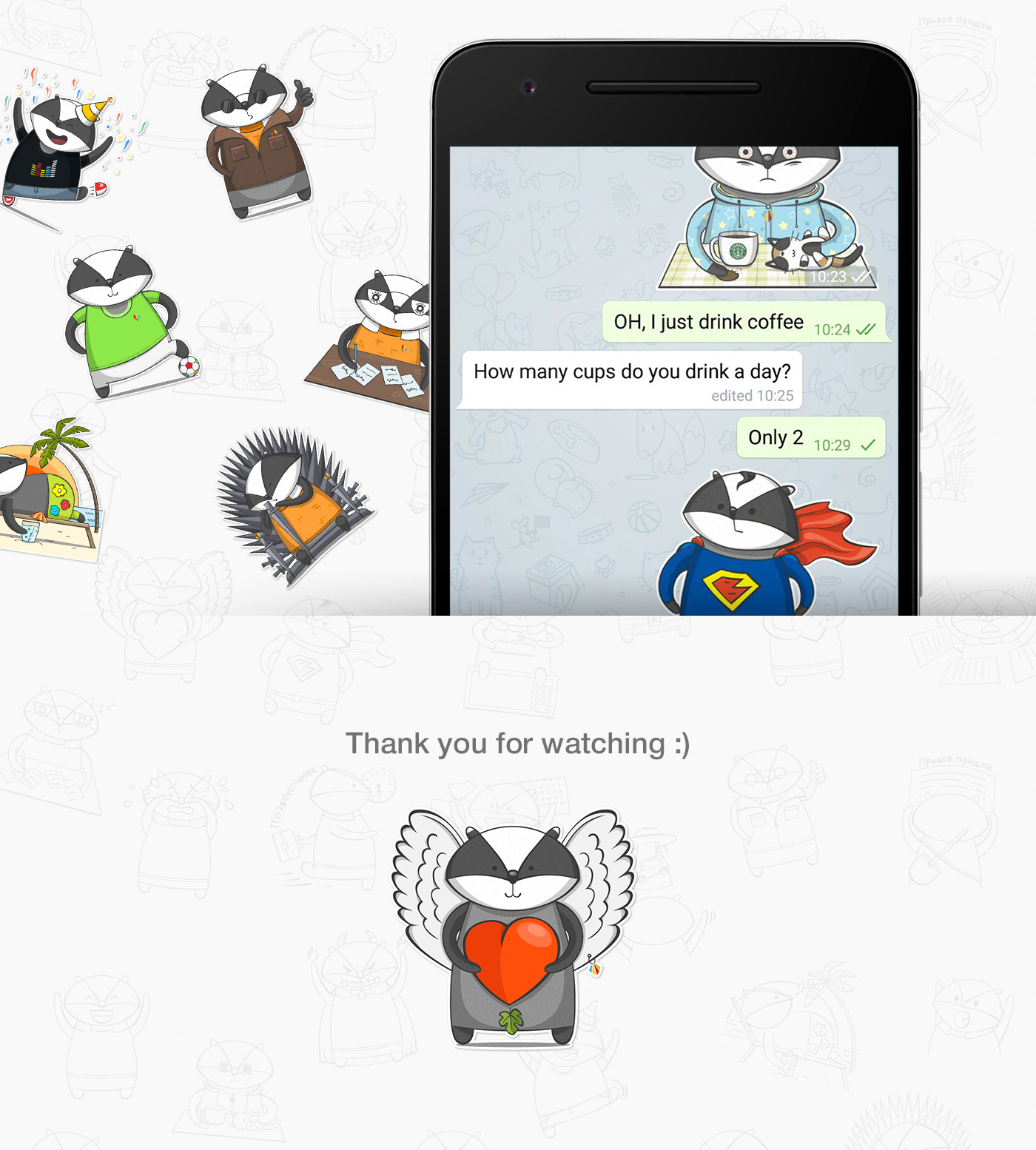 Telegram stickers sticker set Character company badger