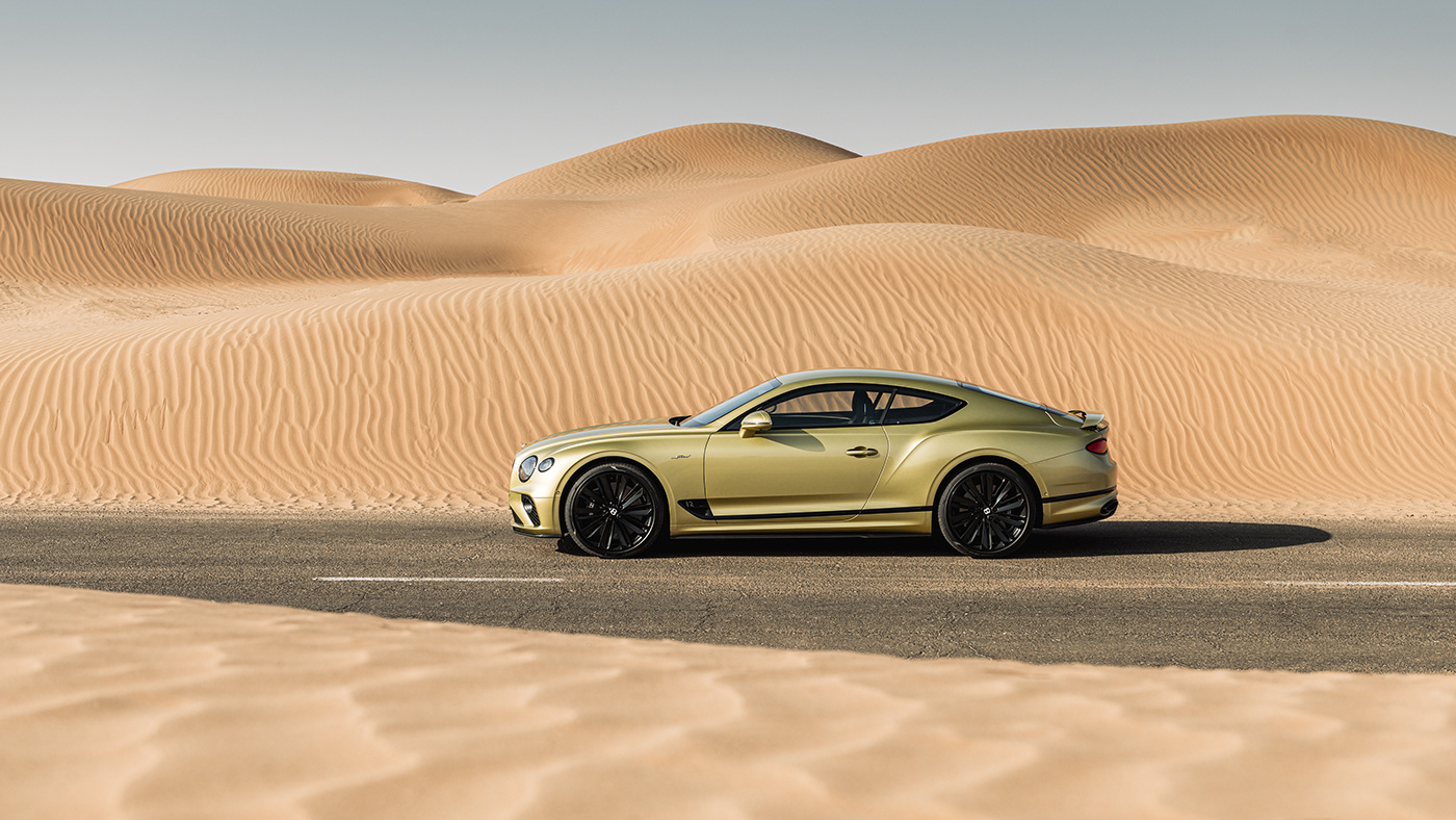 automotive   Automotive Photography bentley campaign car commercial continental gt desert retouching  social media