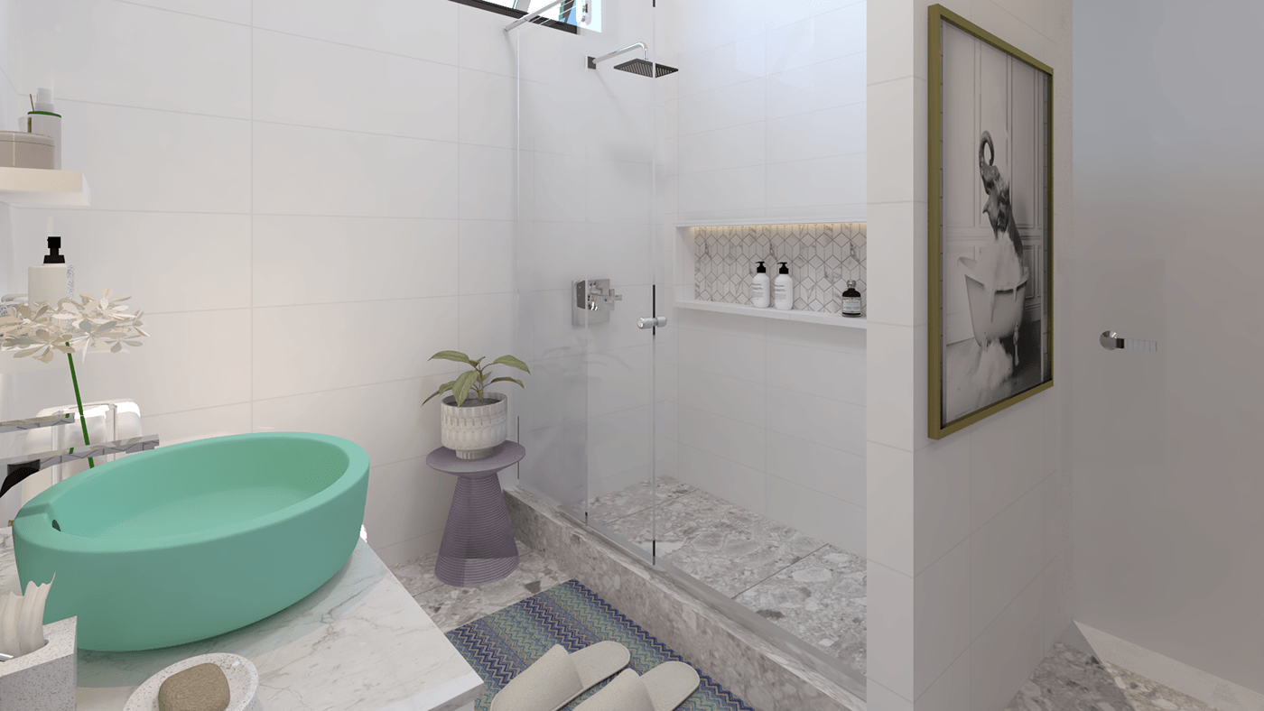 SHOWER baby bathroom interior design  Render architecture modern