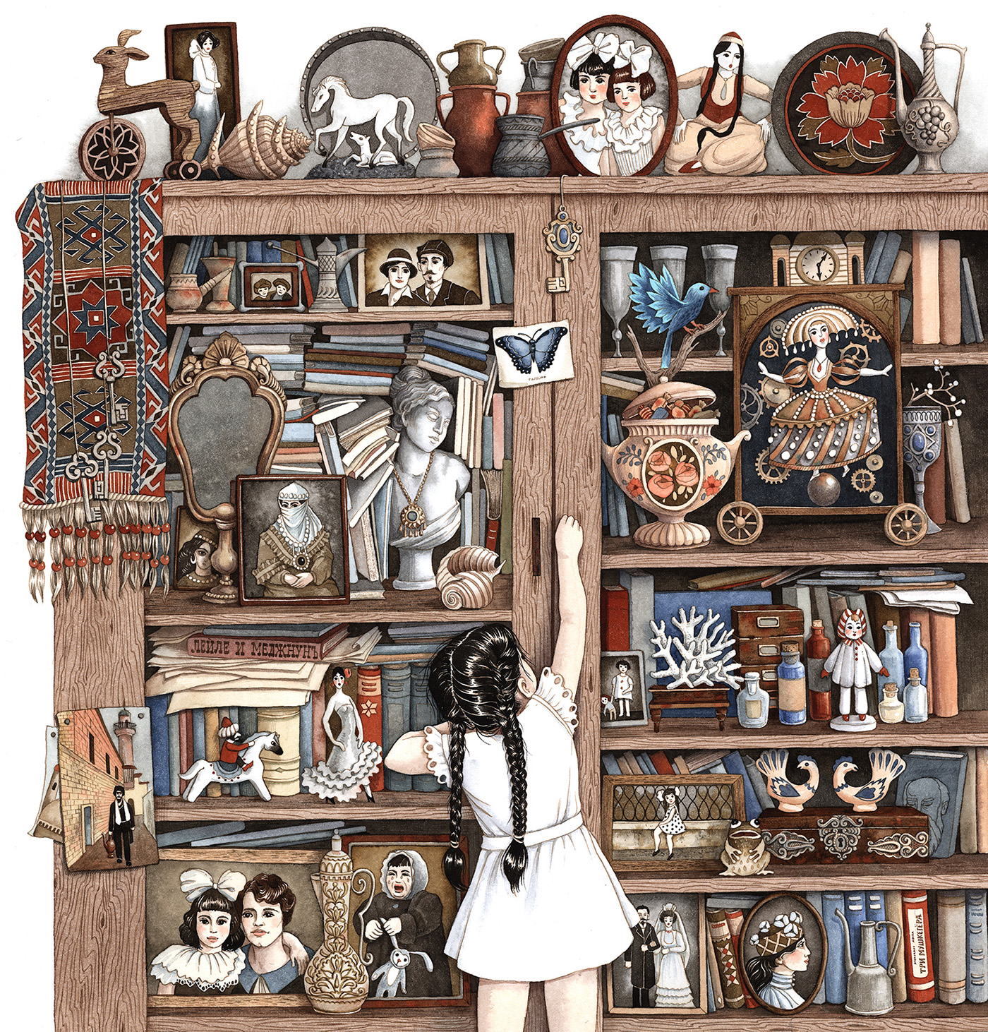 girl dolls childhood cupboard city oriental family carpet east detailed