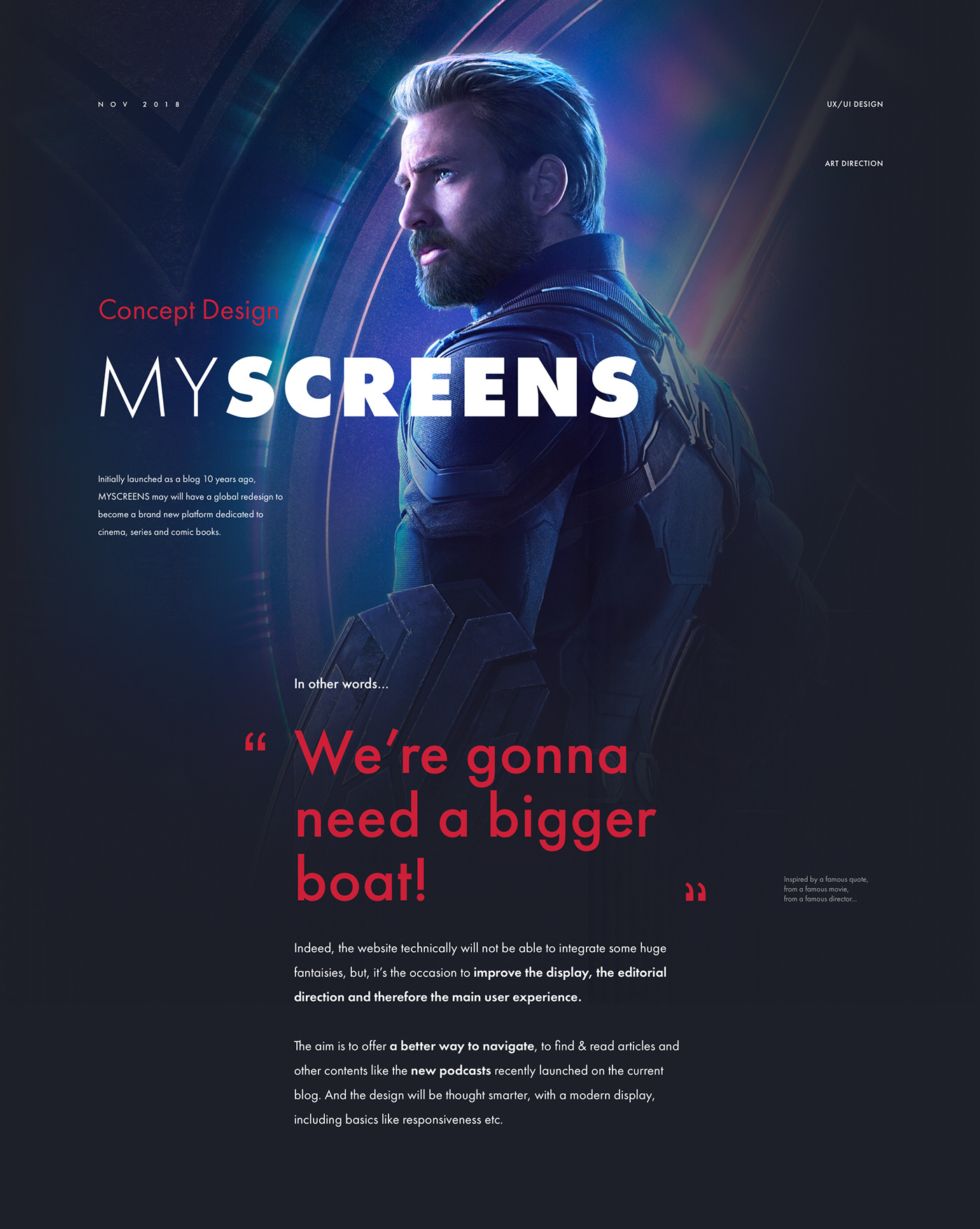 myscreens Cinema series comics culture podcast art direction  Webdesign UI ux