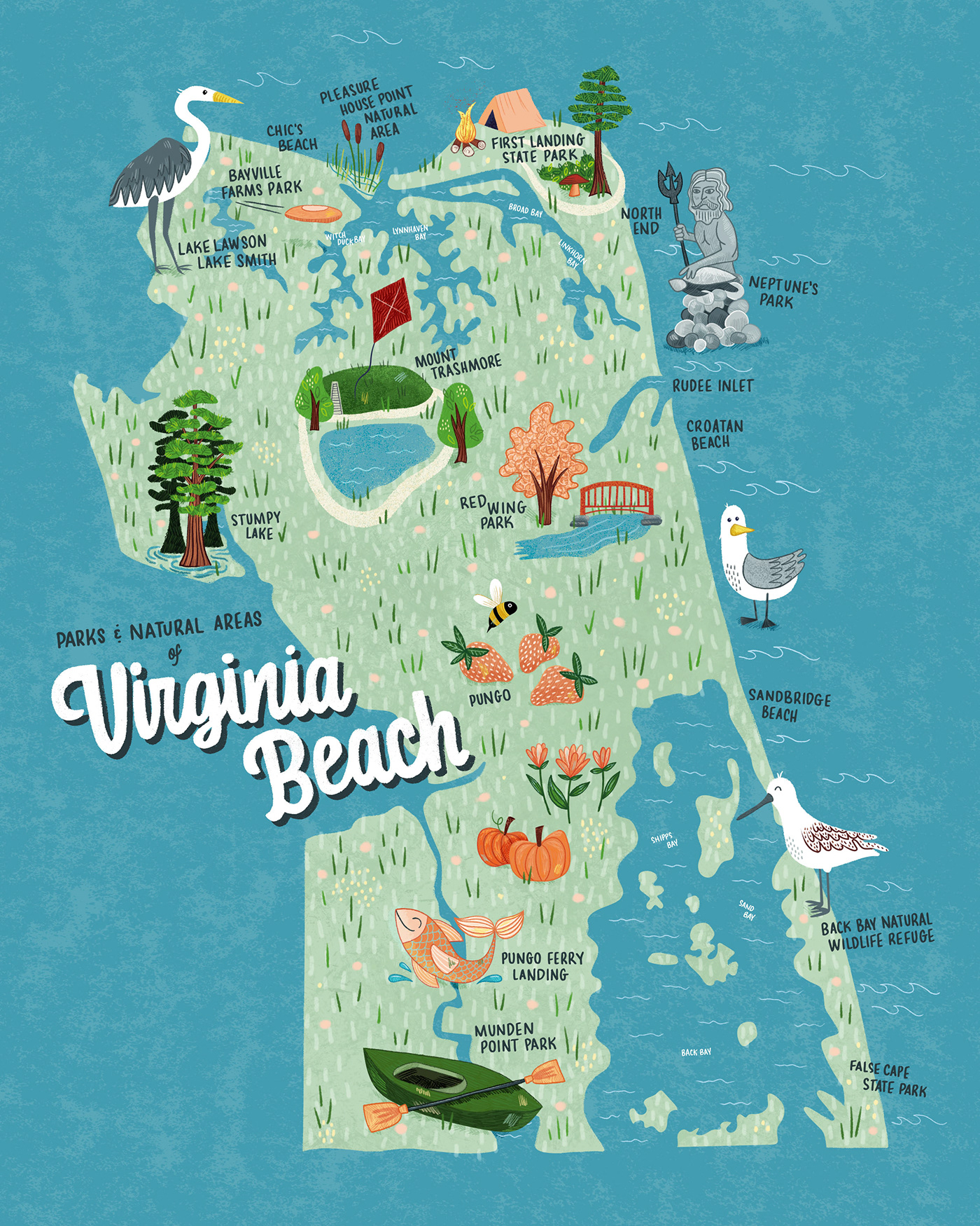 digital illustration illustrated map illustrated nature ILLUSTRATION  Parks and Recreation travel and tourism
