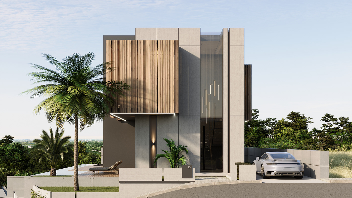 CGI modern Villa house 3D exterior architecture archviz visualization 3ds max