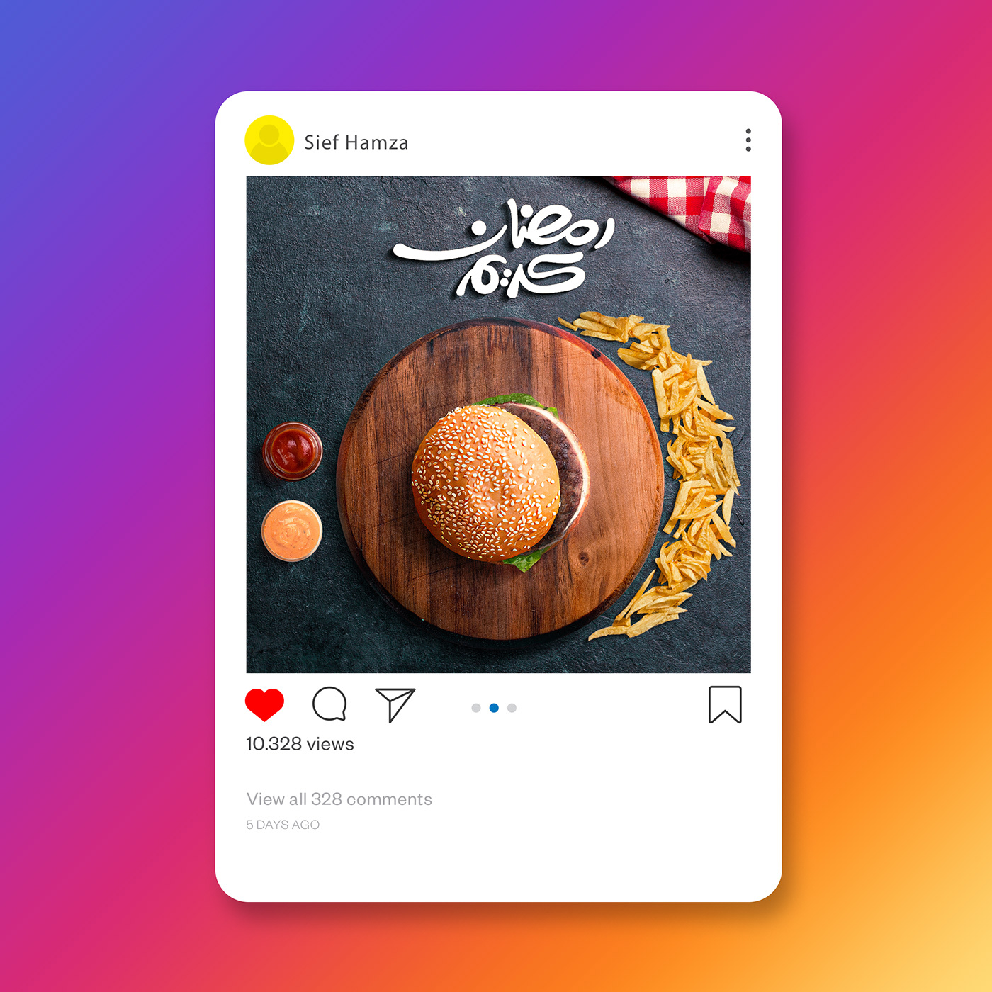 ramadan burger Social media post Social Media Design moon Fries Food Advertising restaurant